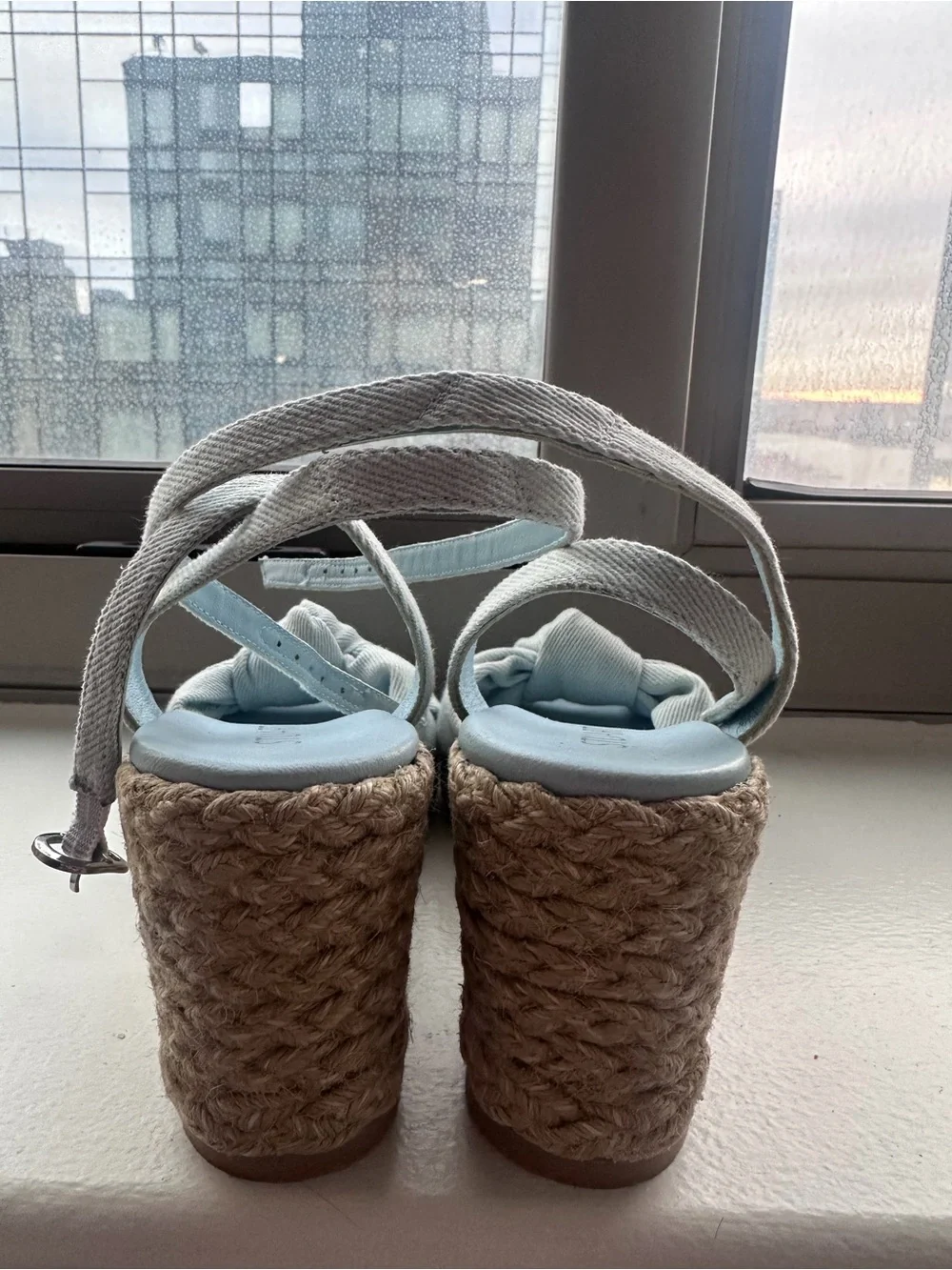Stuart Weitzman Pale Blue Espadrille Wedge Sandals. Size 7 - Picture 3 of 5